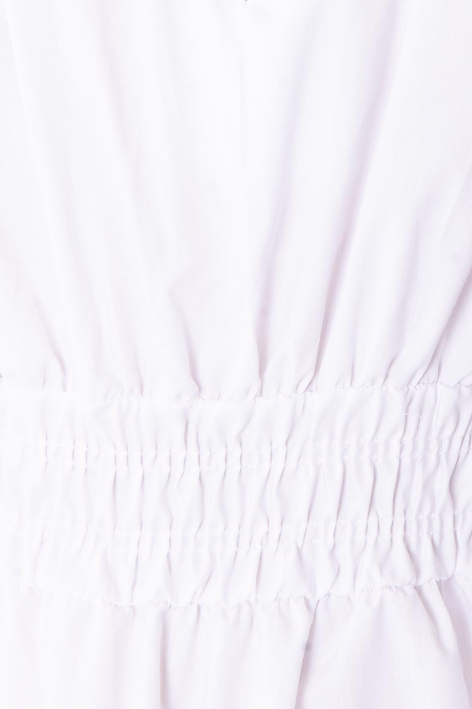 Bayan Beyaz Bel Lastik Detaylı Mini Elbise