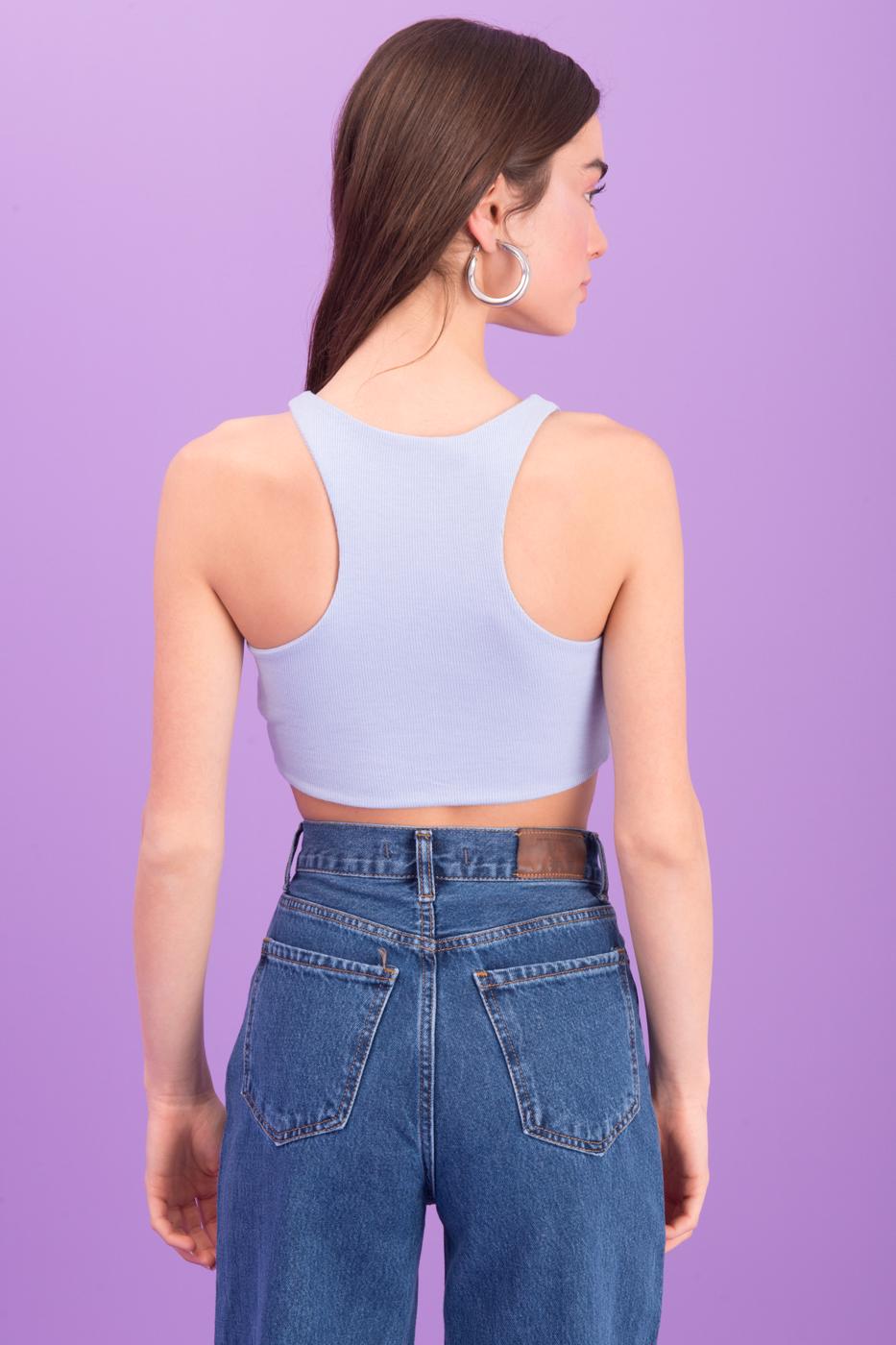 Bayan Mavi Sırt Yüzücü Atlet Formunda V Yaka Büstiyer