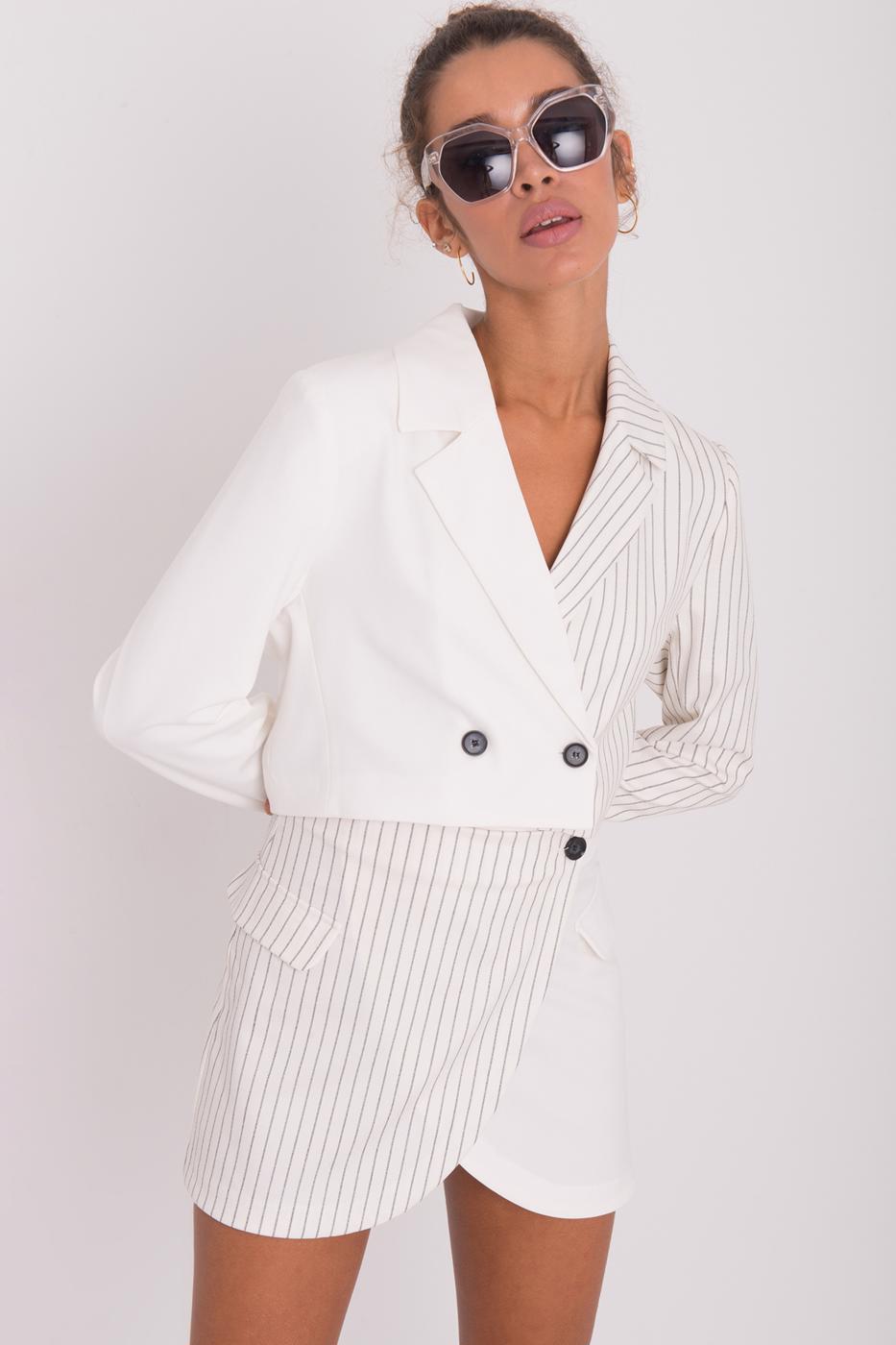 Bayan Ekru Anvelop Kapama Bicolor Mini Etek