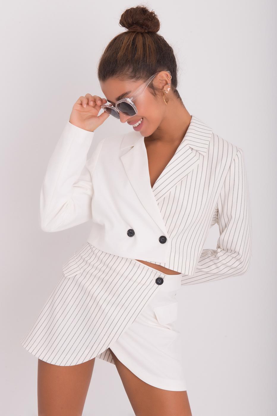 Bayan Ekru Anvelop Kapama Bicolor Mini Etek