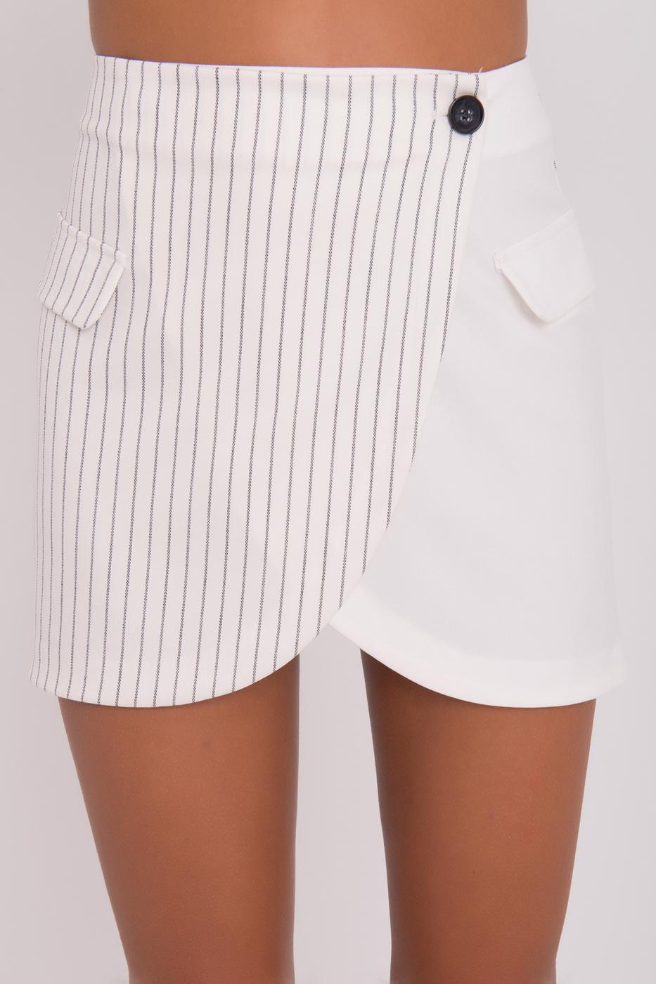 Bayan Ekru Anvelop Kapama Bicolor Mini Etek