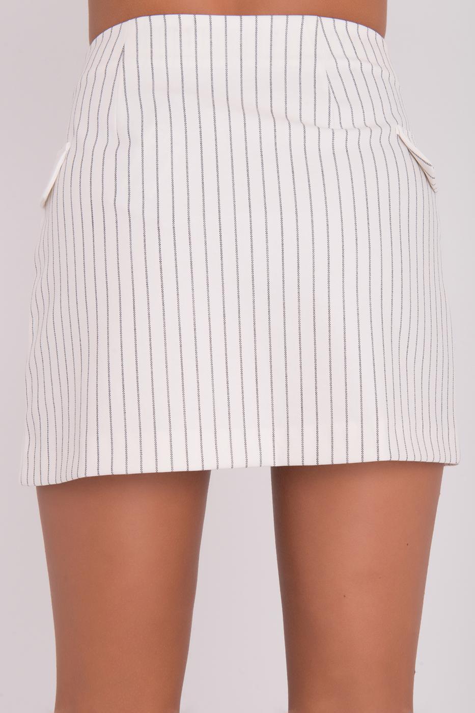 Bayan Ekru Anvelop Kapama Bicolor Mini Etek