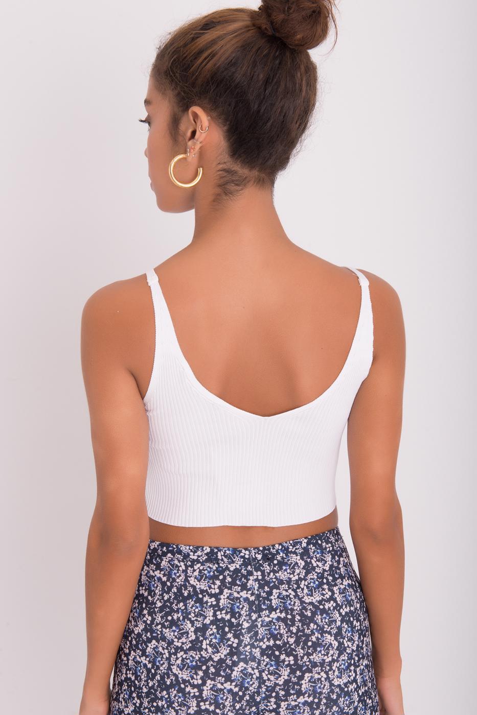 Bayan Beyaz Askılı Örgü Crop Body