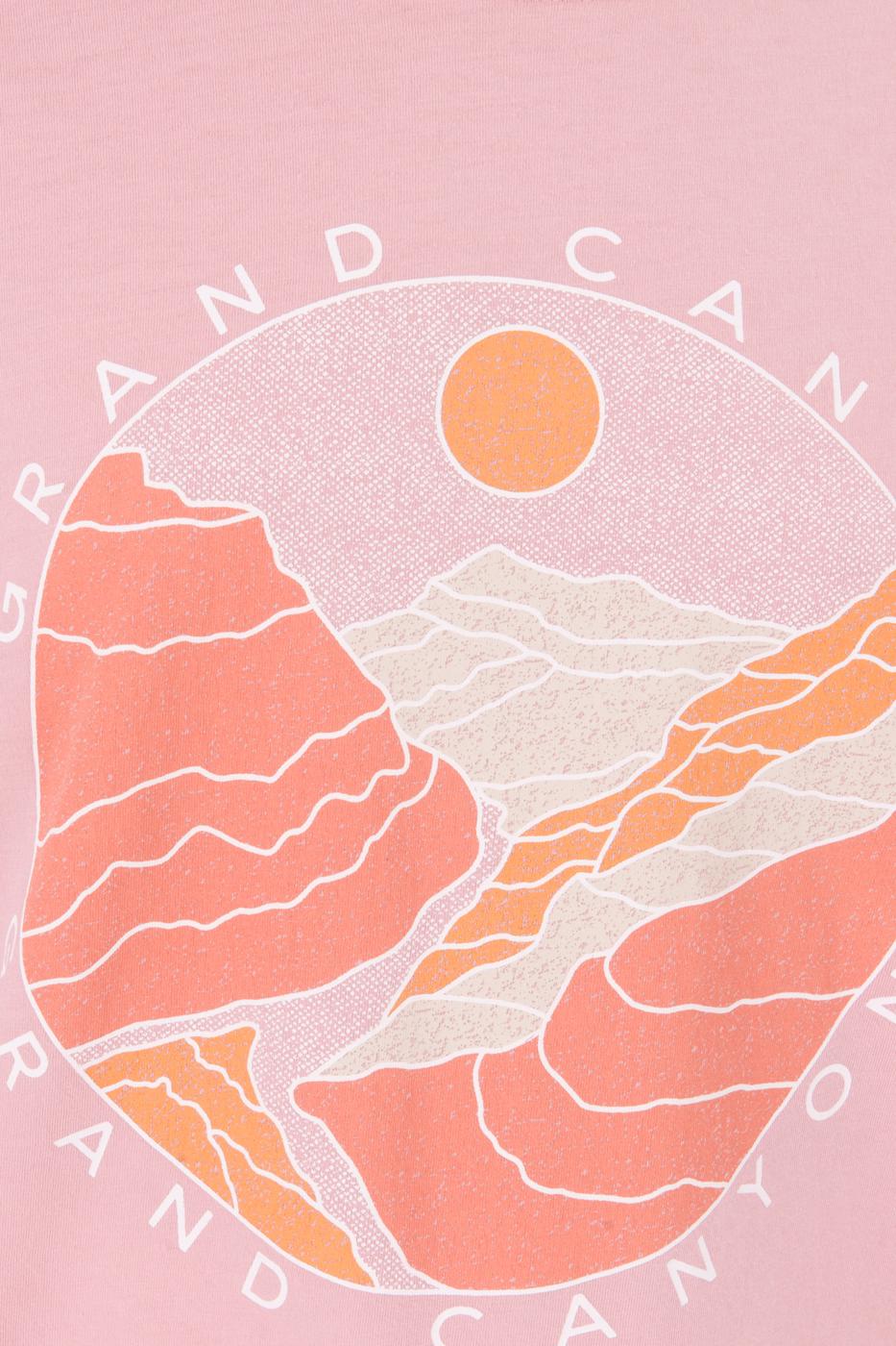 Bayan Pudra Ön Baskı Detaylı Yıkama Efektli Tshirt