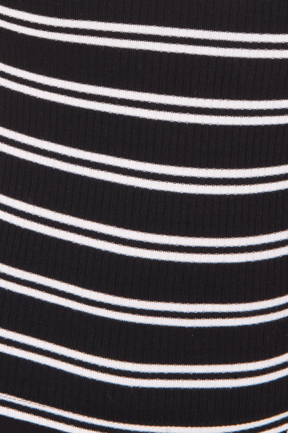 Bayan Siyah Kare Yaka Detaylı Çizgili Body