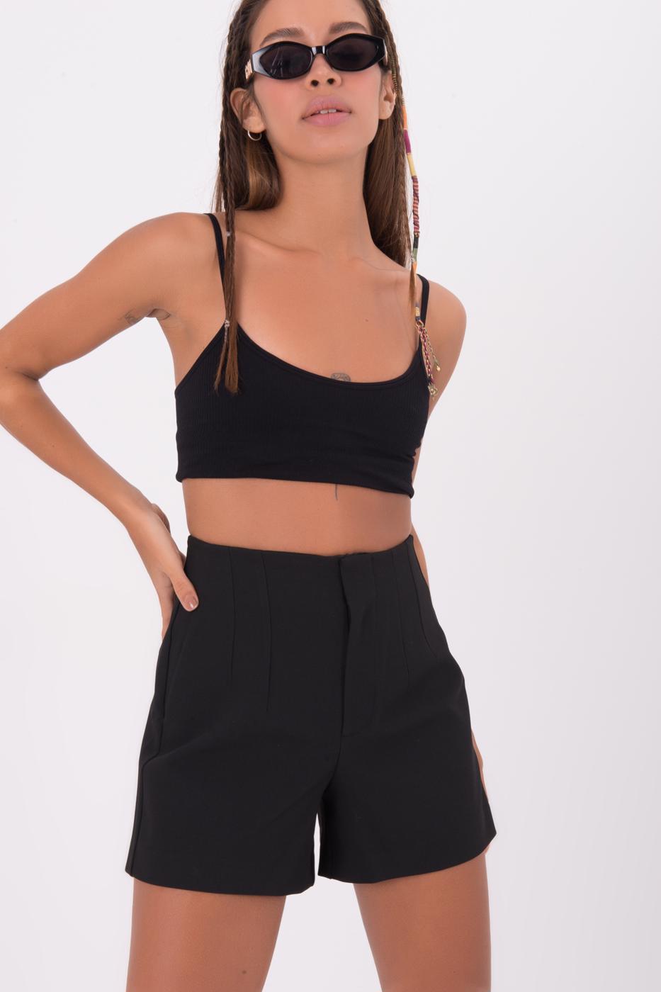 Bayan Siyah Normel Bel Kısa Şort