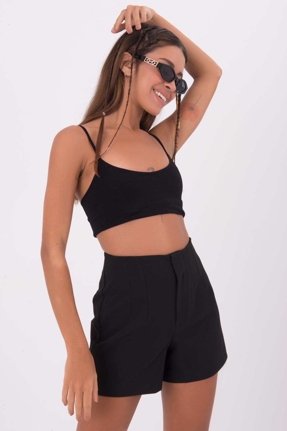 Bayan Siyah Normel Bel Kısa Şort