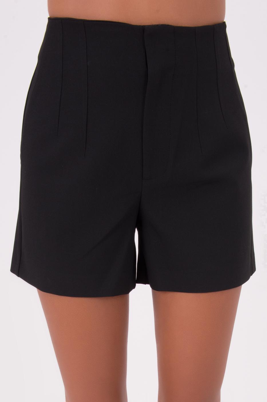 Bayan Siyah Normel Bel Kısa Şort