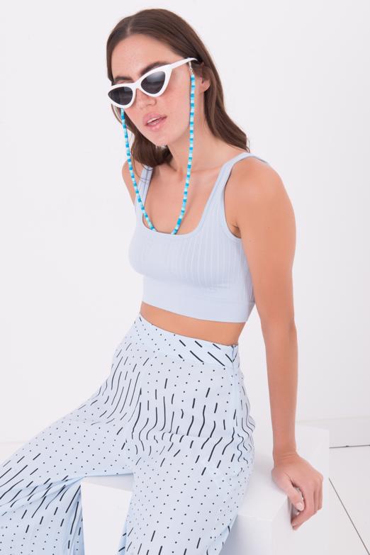 Bayan Mavi Sırt Dekolteli Kare Yaka Büstiyer - BSL