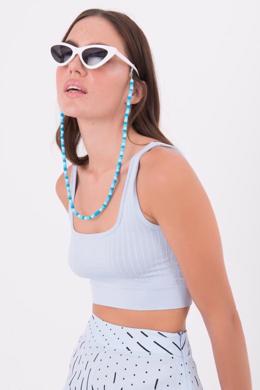 Bayan Mavi Sırt Dekolteli Kare Yaka Büstiyer - BSL