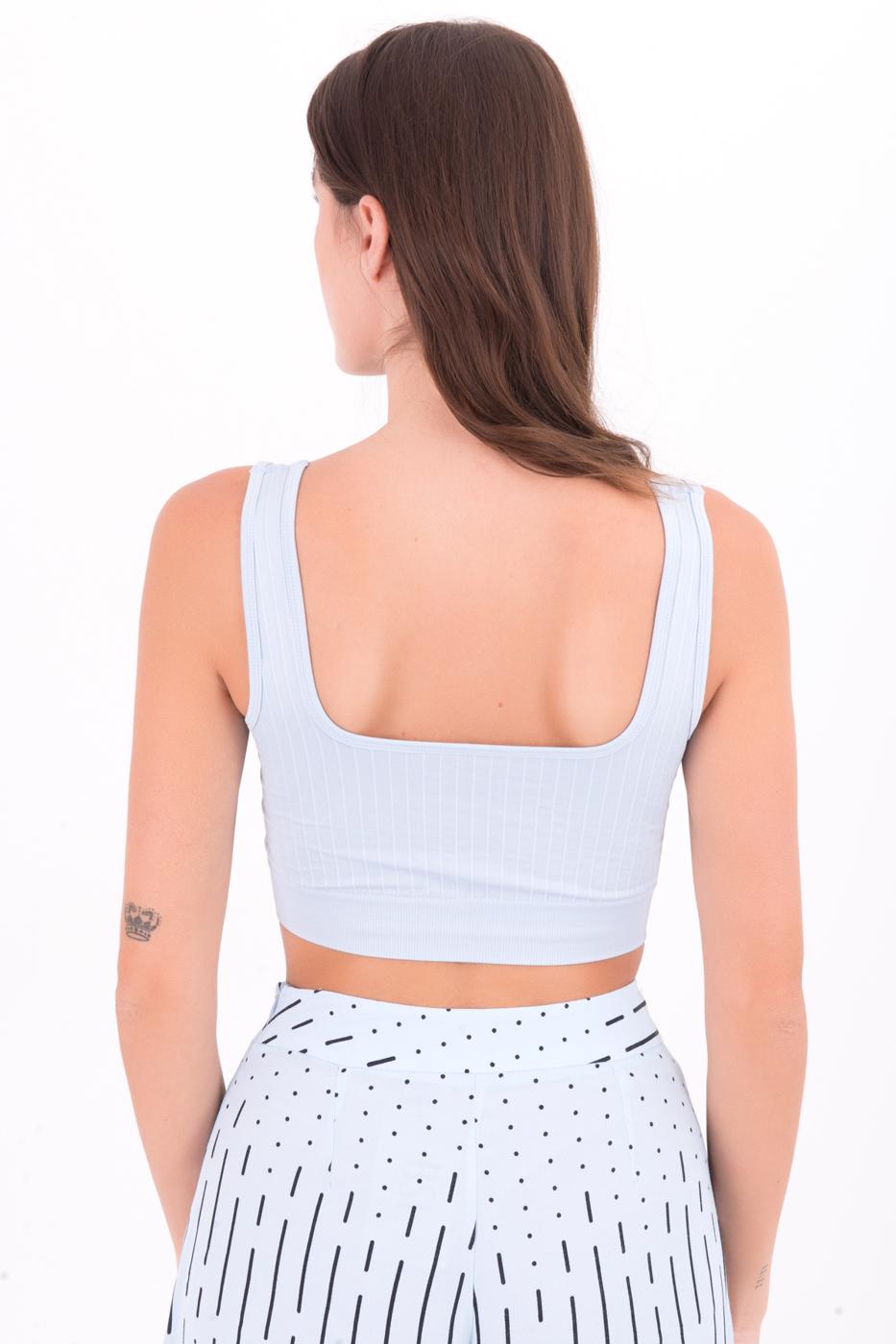 Bayan Mavi Sırt Dekolteli Kare Yaka Büstiyer