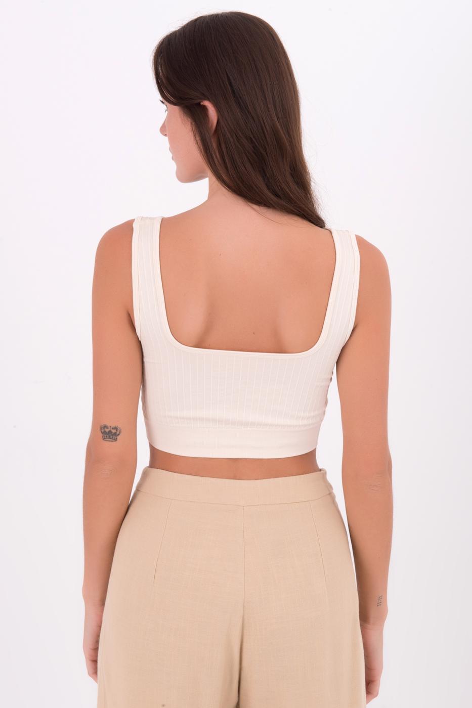 Bayan Ekru Sırt Dekolteli Kare Yaka Büstiyer