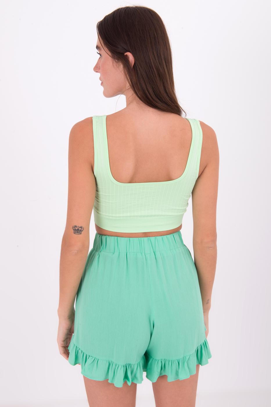 Bayan Yeşil Sırt Dekolteli Kare Yaka Büstiyer