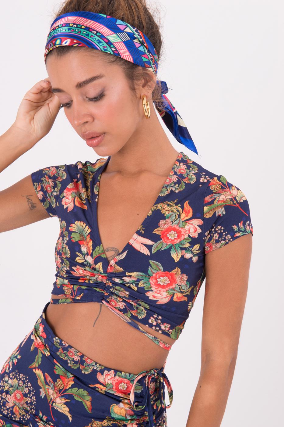 Bayan Lacivert Ön Büzgü Detaylı Body