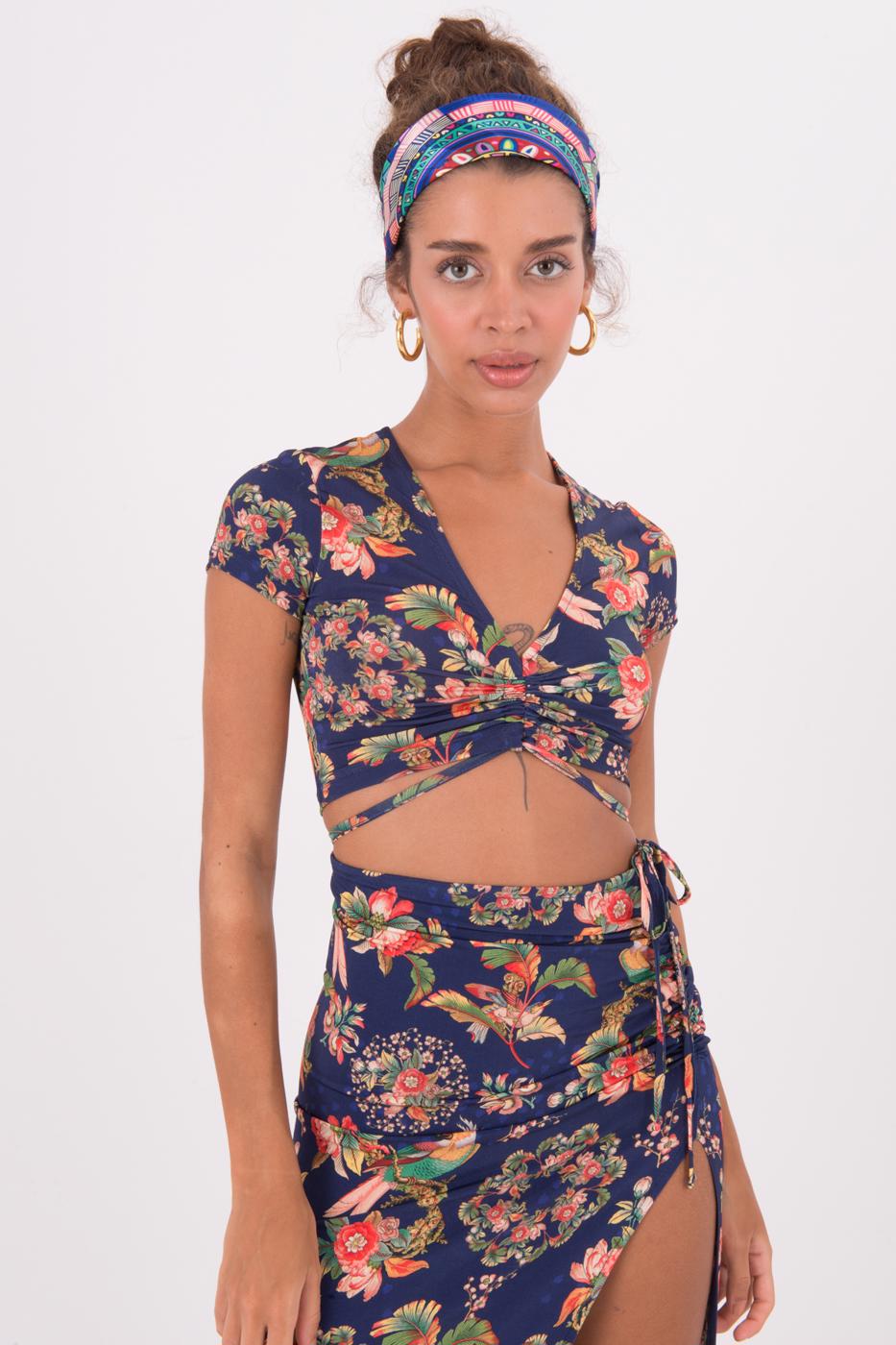 Bayan Lacivert Ön Büzgü Detaylı Body