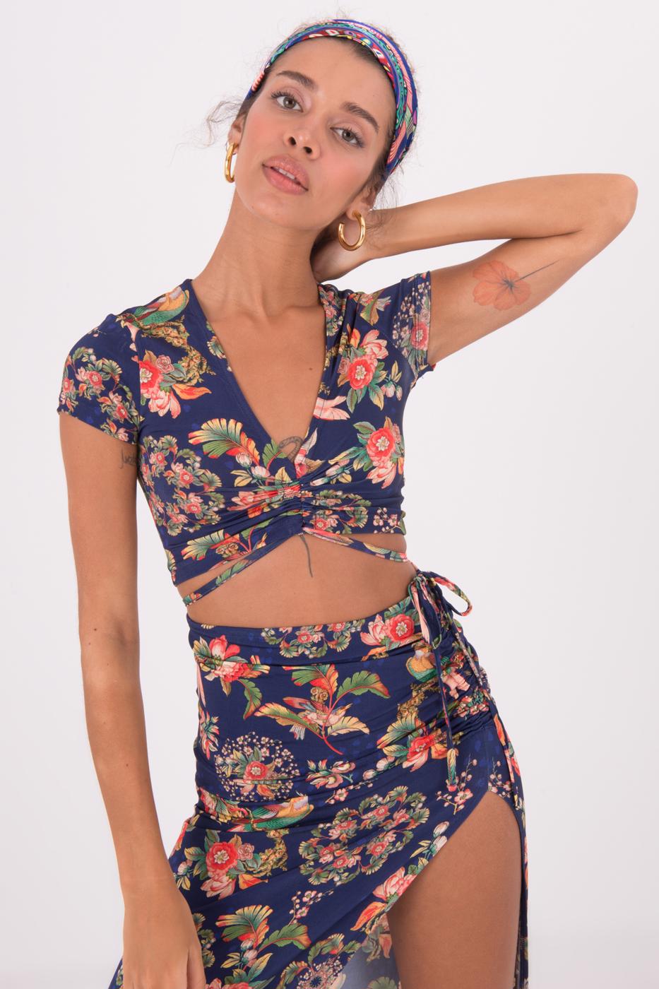 Bayan Lacivert Ön Büzgü Detaylı Body