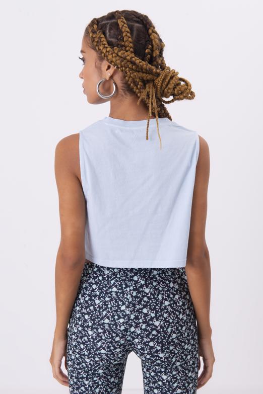 Bayan Mavi Kolsuz Yıkamalı Tişört - BSL