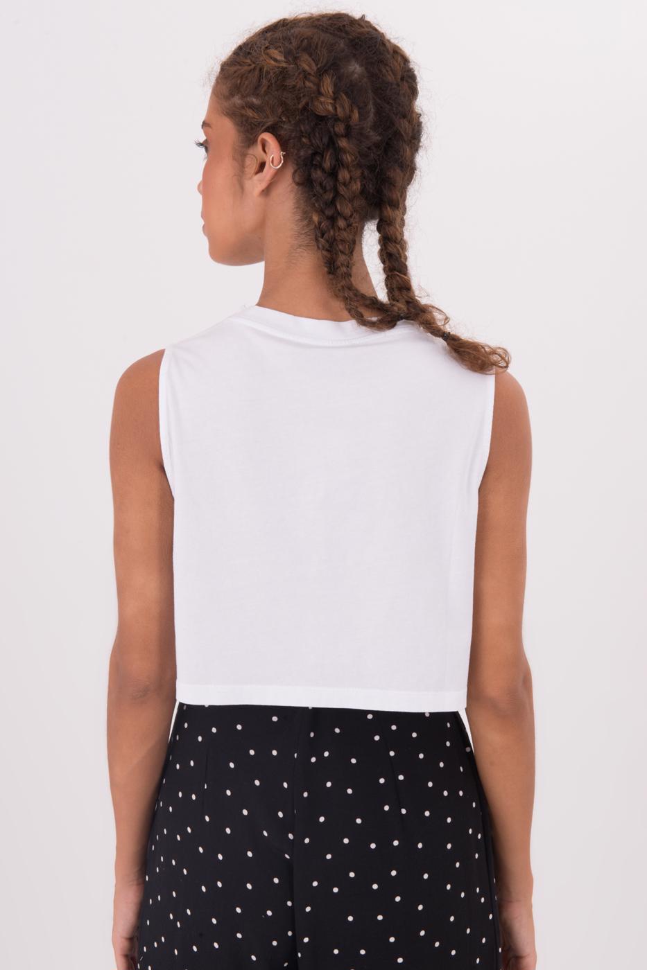 Bayan Beyaz Kolsuz Yıkamalı Tişört