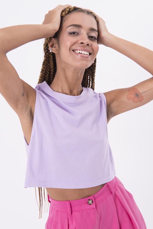 Bayan Lila Kolsuz Yıkamalı Tişört - BSL