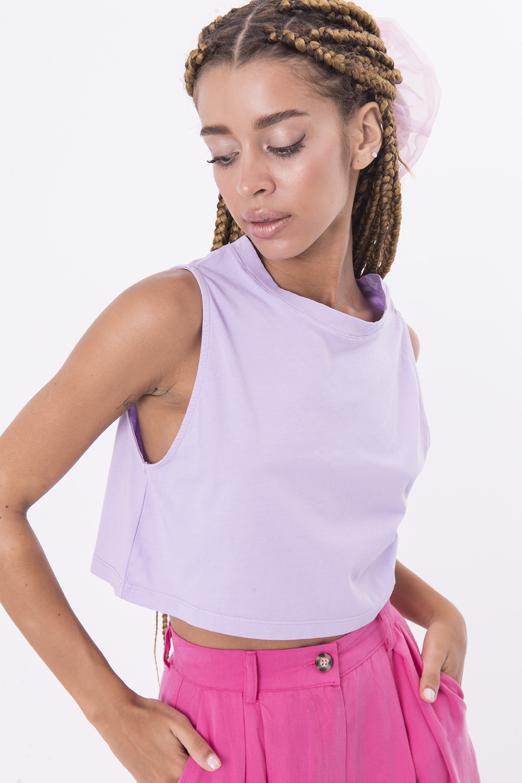 Bayan Lila Kolsuz Yıkamalı Tişört - BSL