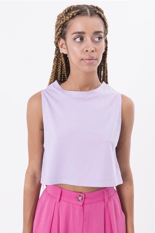 Bayan Lila Kolsuz Yıkamalı Tişört - BSL