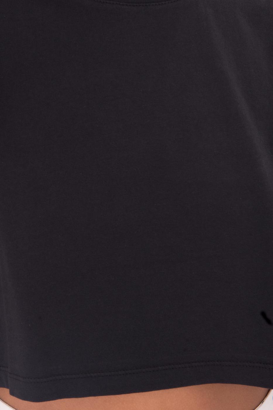 Bayan Siyah Kolsuz Yıkamalı Tişört