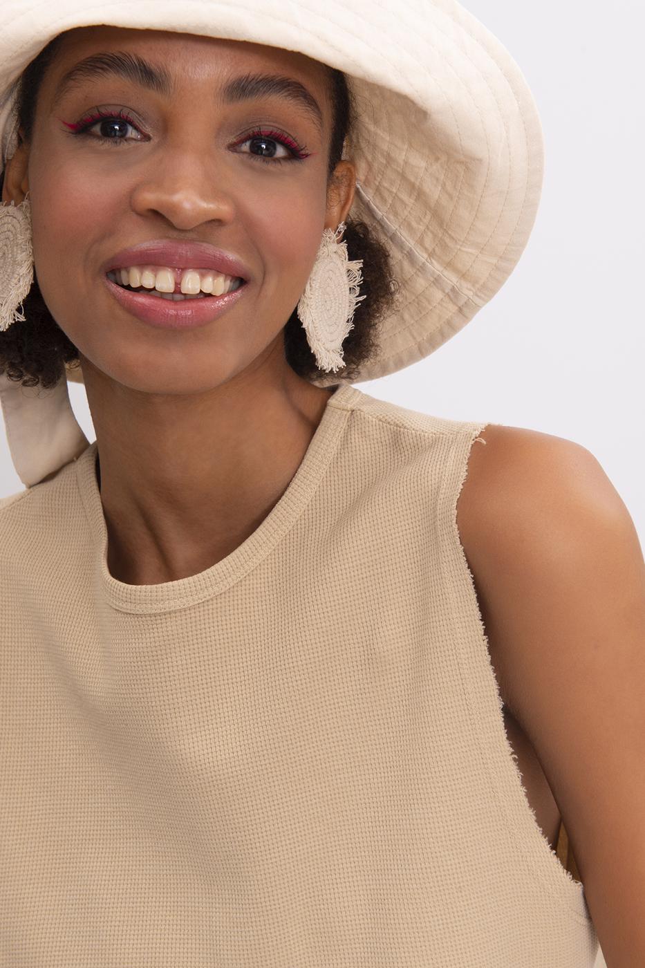 Bayan Bej Kolsuz Basic Bluz