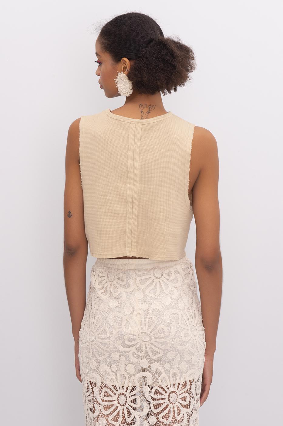 Bayan Bej Kolsuz Basic Bluz