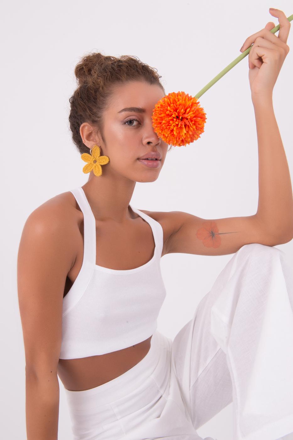 Bayan Beyaz Askılı Crop Body