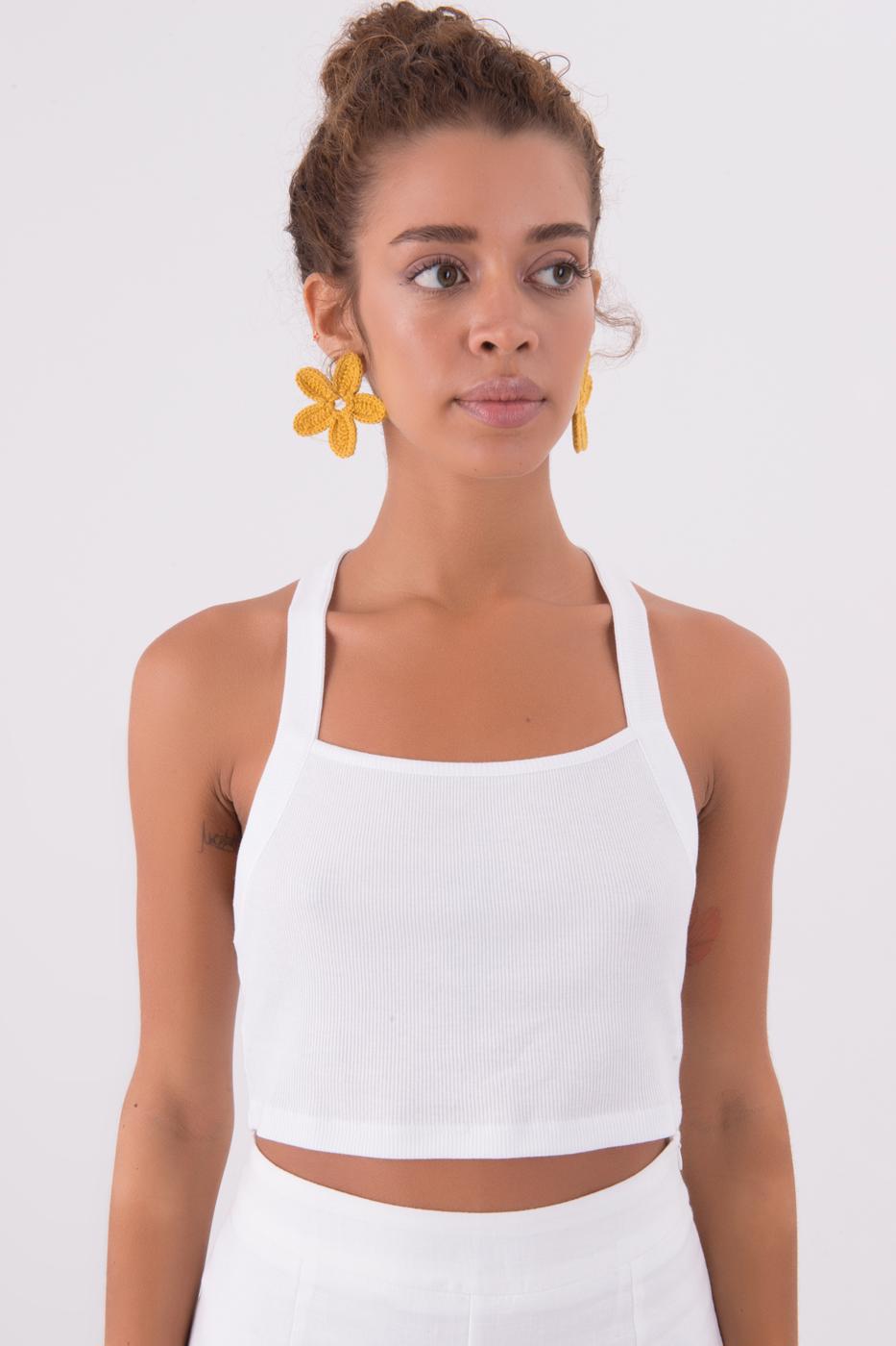 Bayan Beyaz Askılı Crop Body