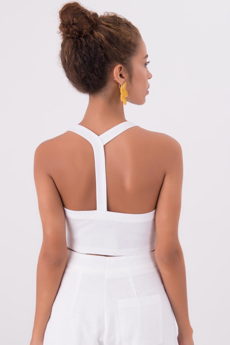 Bayan Beyaz Askılı Crop Body