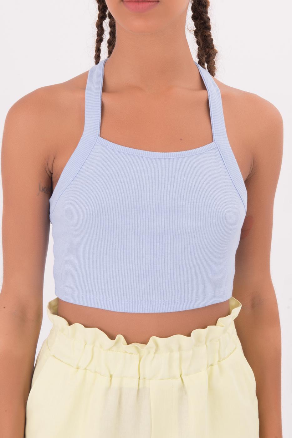 Bayan Mavi Askılı Crop Body