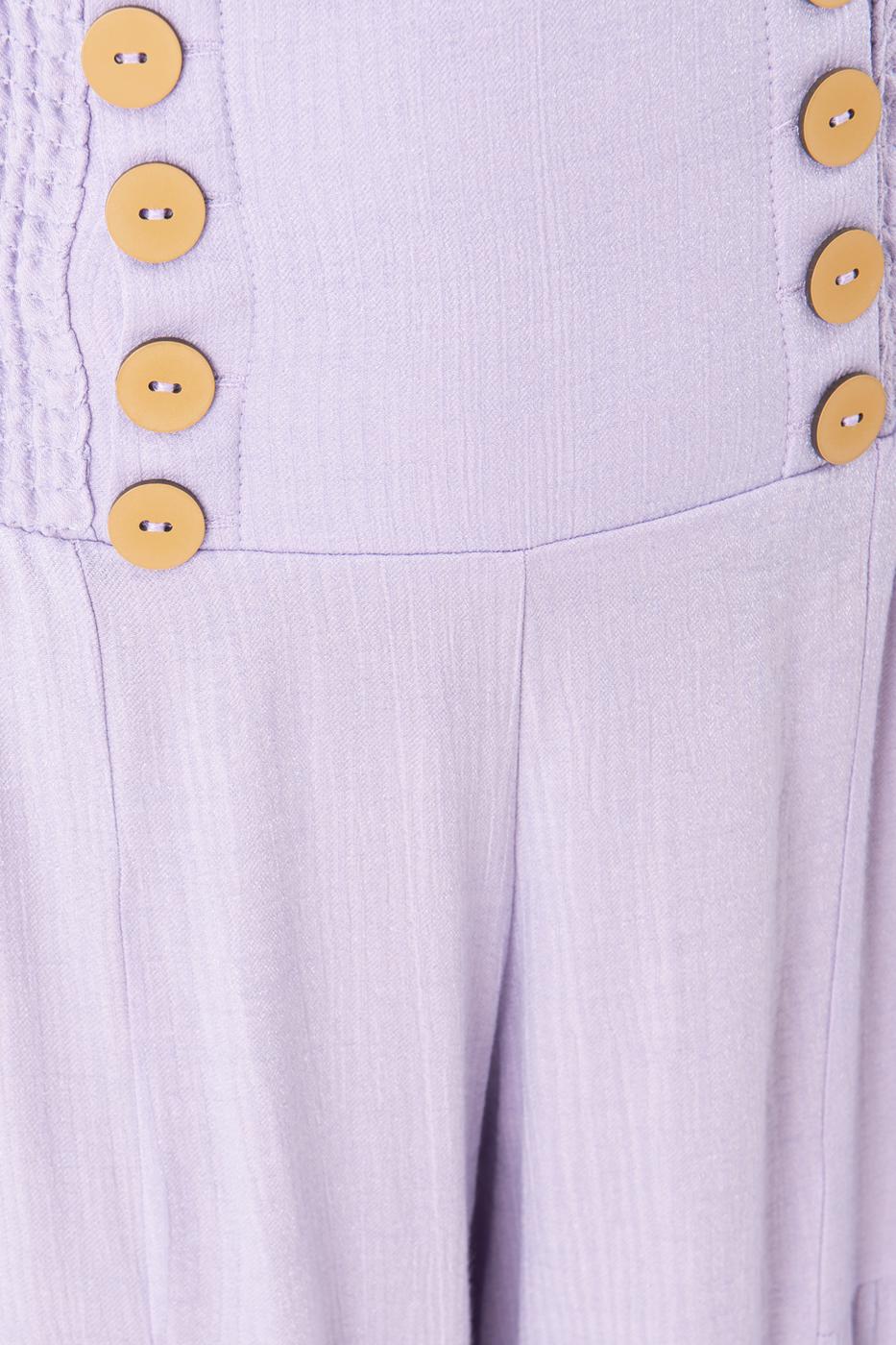 Bayan Lila Düğme Detaylı Bol Pantolon