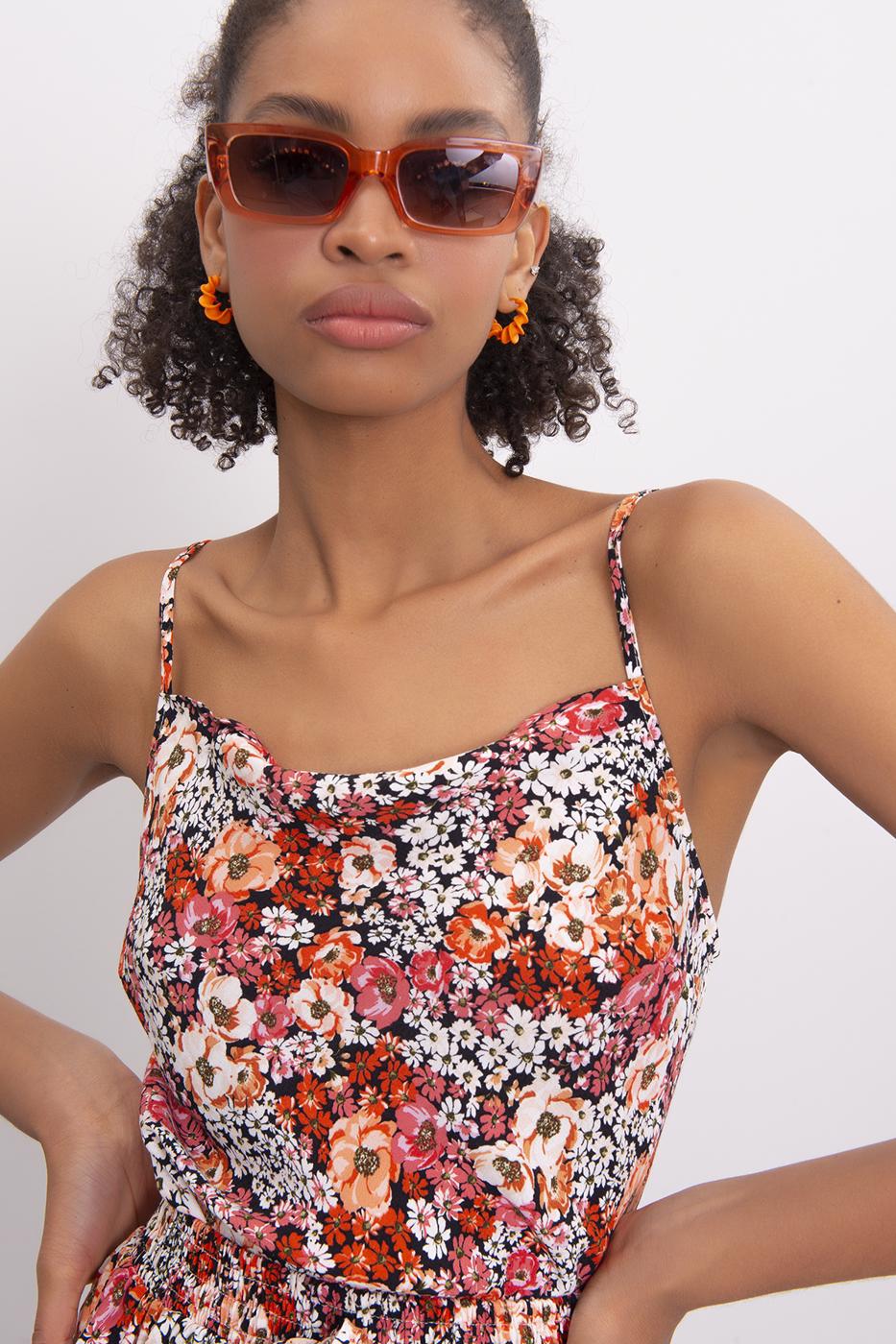 Bayan Oranj Degaje Yaka Askılı Bluz