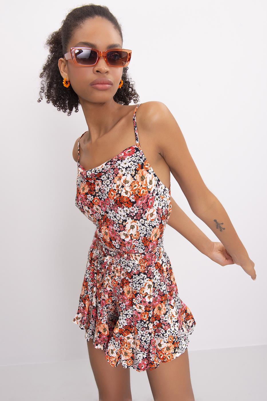 Bayan Oranj Degaje Yaka Askılı Bluz