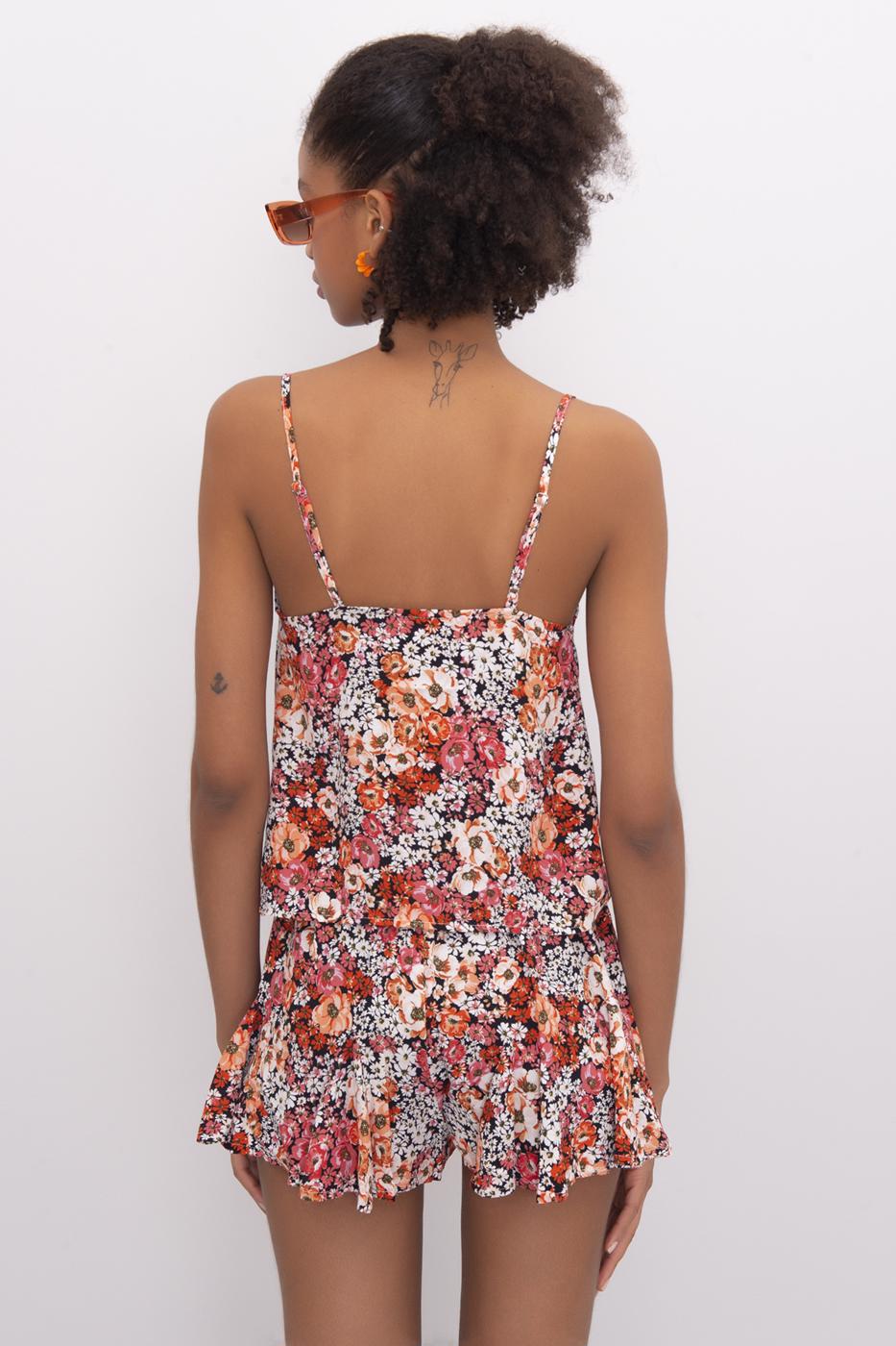 Bayan Oranj Degaje Yaka Askılı Bluz