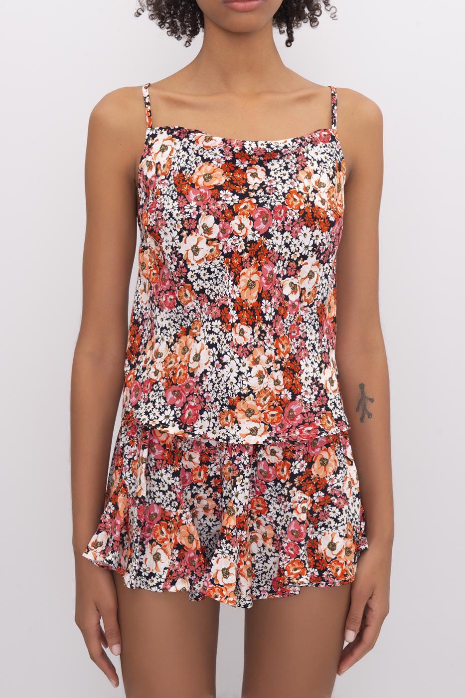 Bayan Oranj Degaje Yaka Askılı Bluz