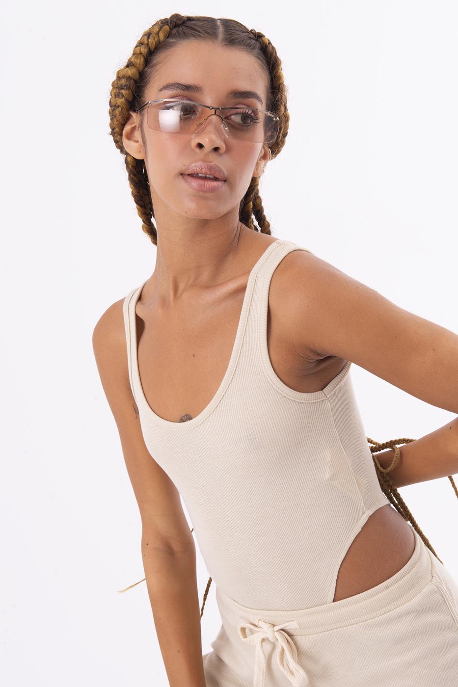 Bayan Bej Kolsuz Bodysuit