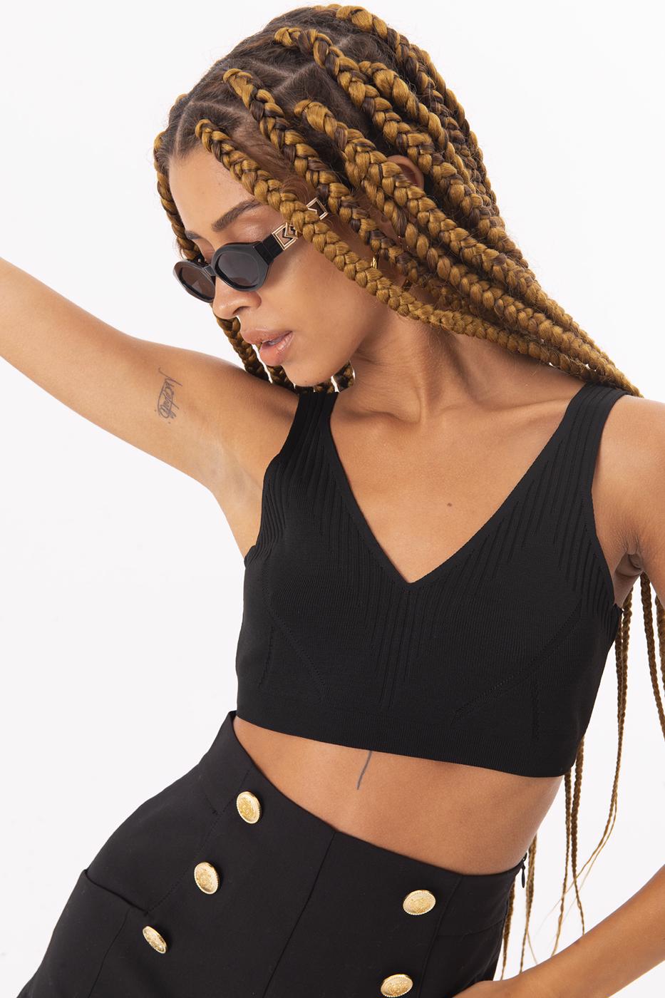 Bayan Siyah Örgü Büstiyer