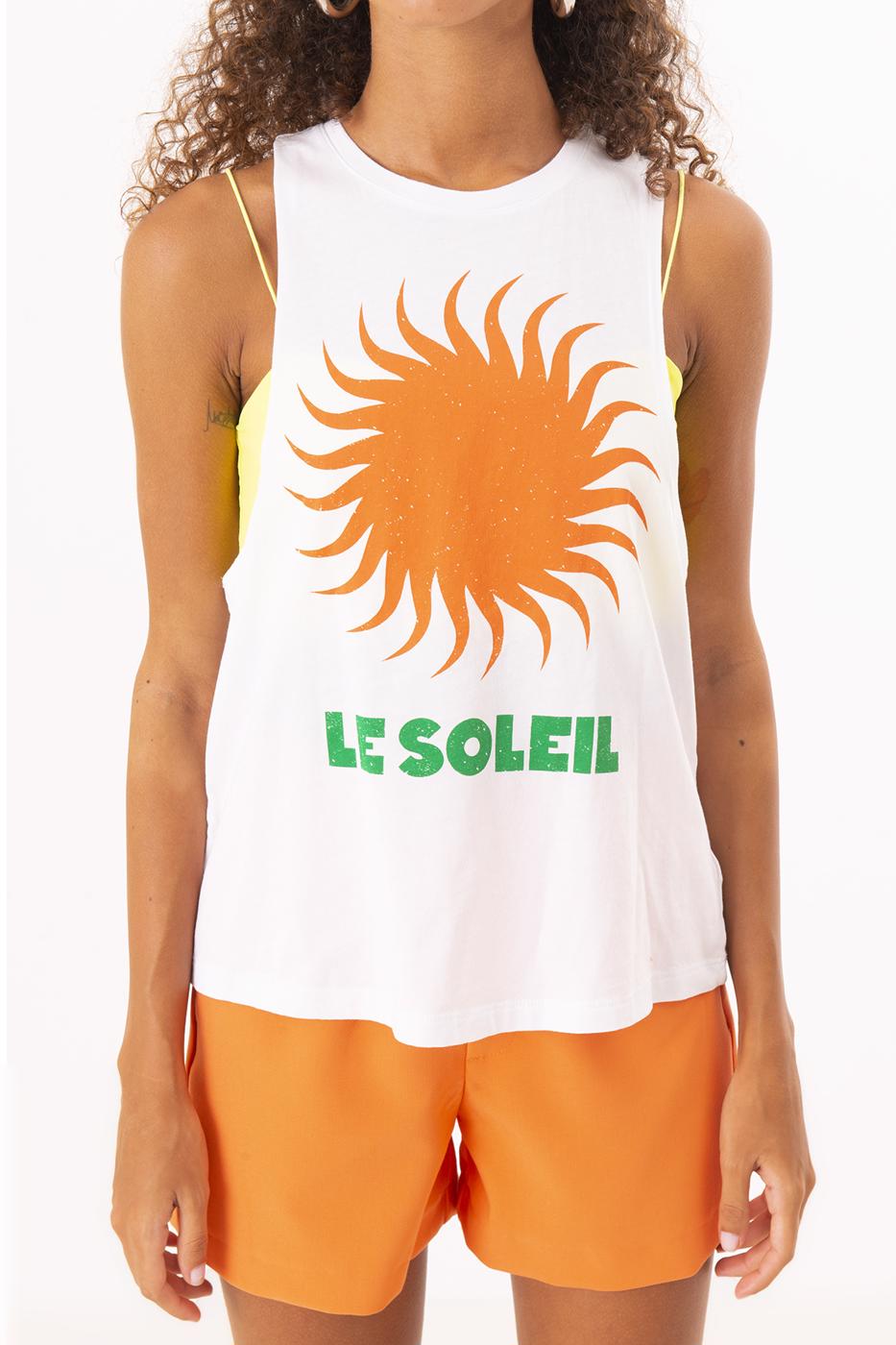 Bayan Beyaz Ön Baskı Detaylı Kolsuz Tişört