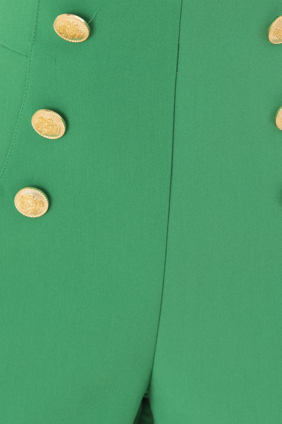Bayan Yeşil Düğme Detaylı Şort