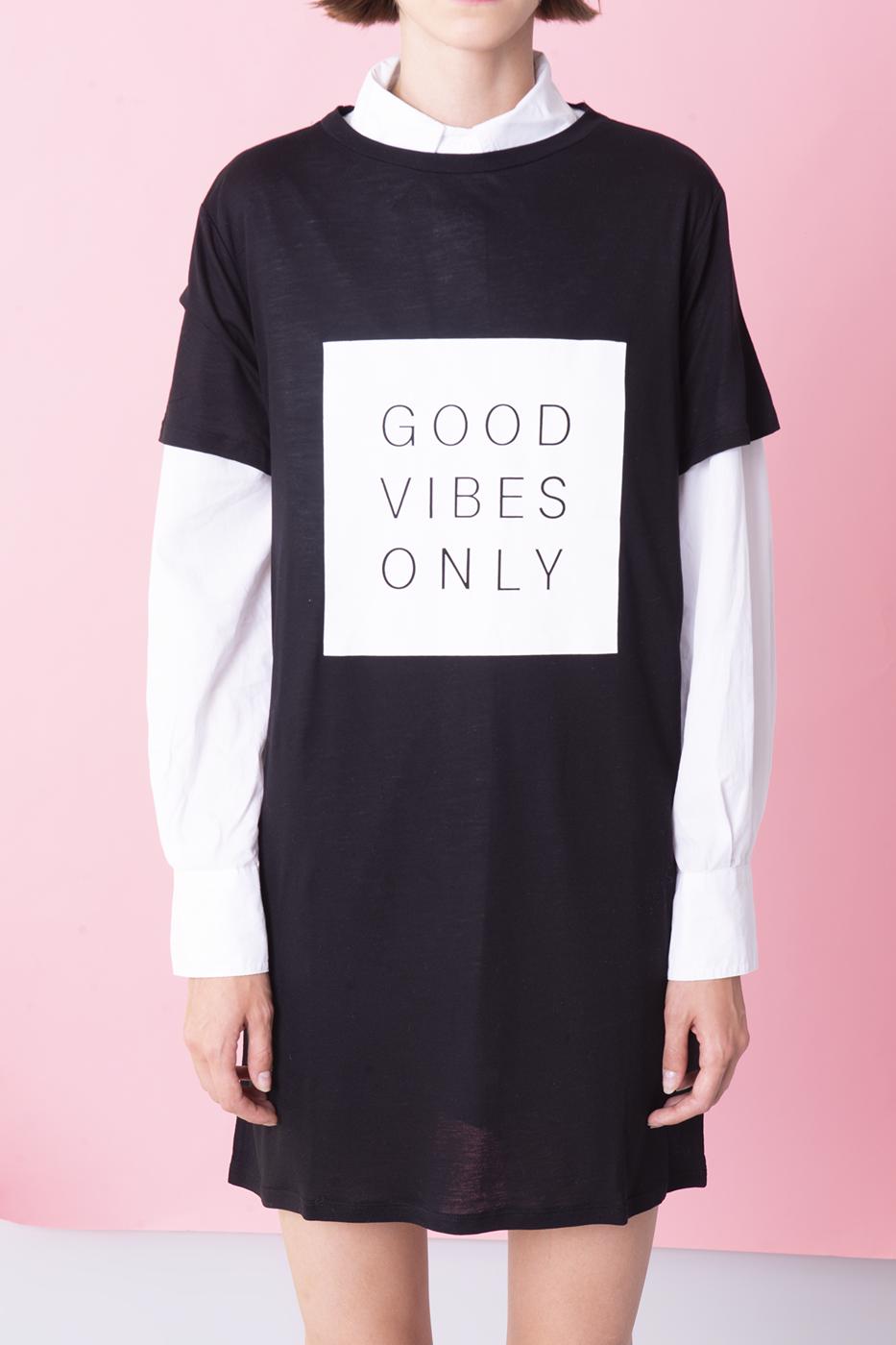 Bayan Siyah Ön Baskı Detaylı Mini Basic Elbise