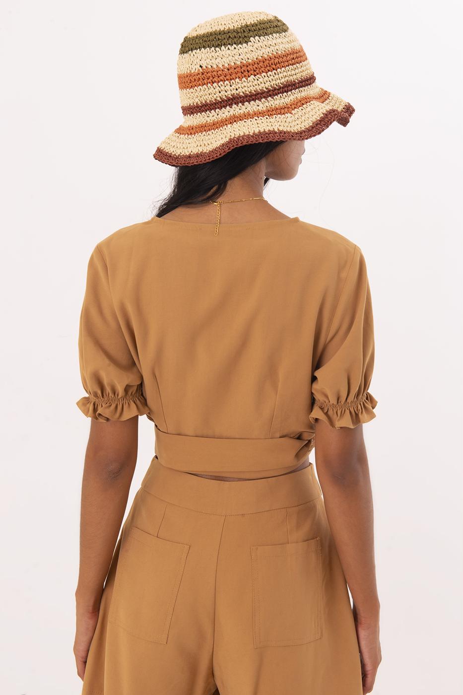 Bayan Taba Anvelop Bağlama Detaylı Bluz