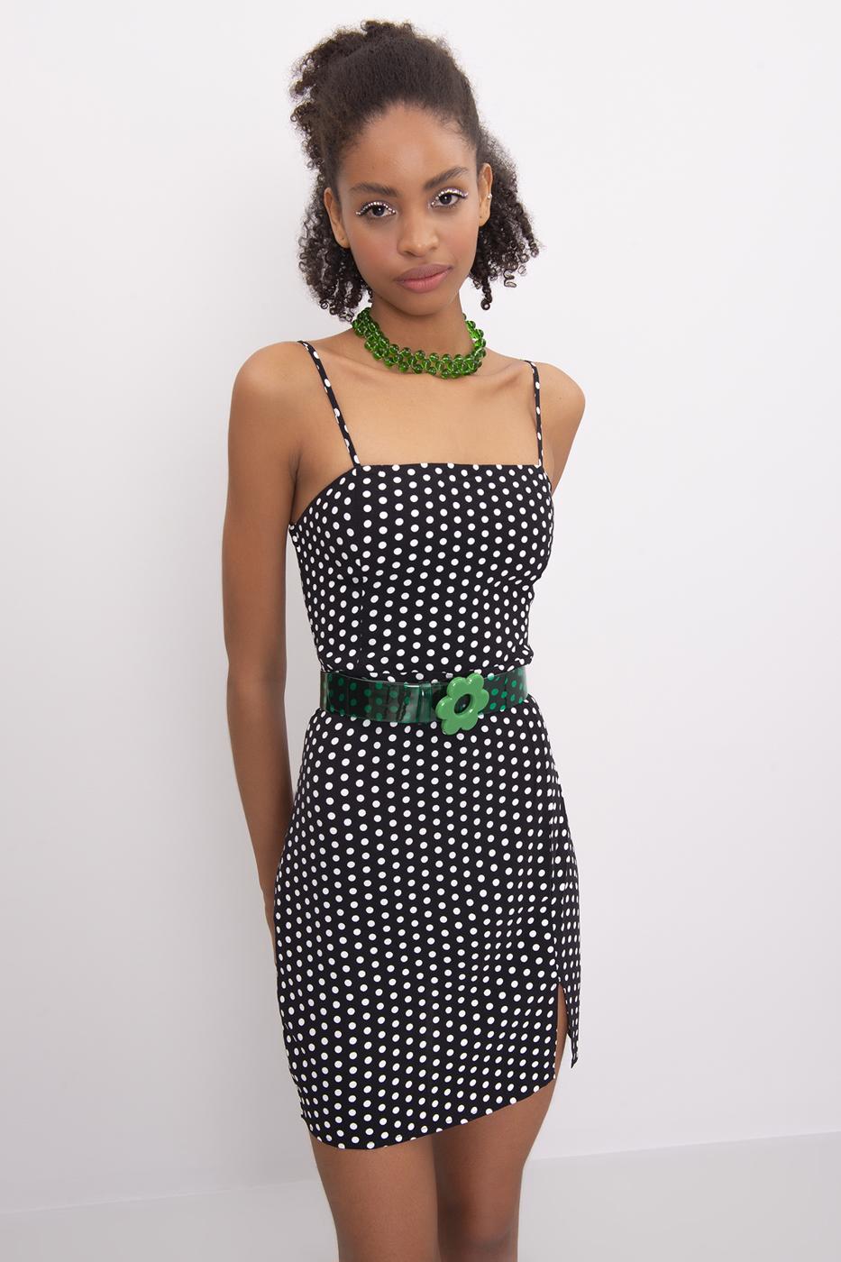 Bayan Siyah Askılı Mini Dar Elbise