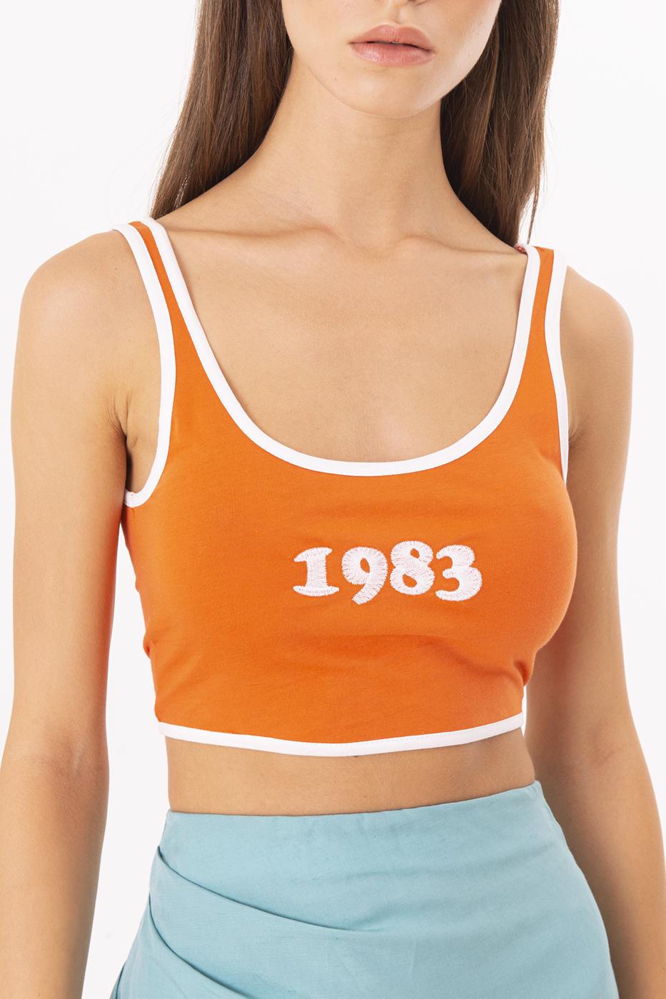 Bayan Oranj Nakış Detaylı Büstiyer