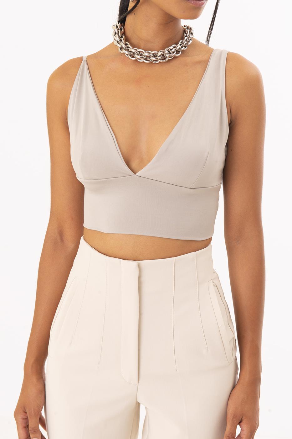 Bayan Bej Sırt Dekolteli Askı Detaylı Büstiyer