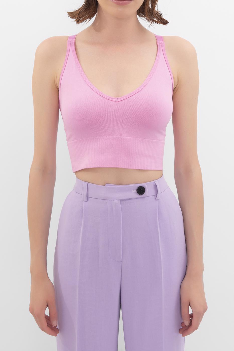 Bayan Pembe Sırt Çapraz Bant Detaylı Büstiyer