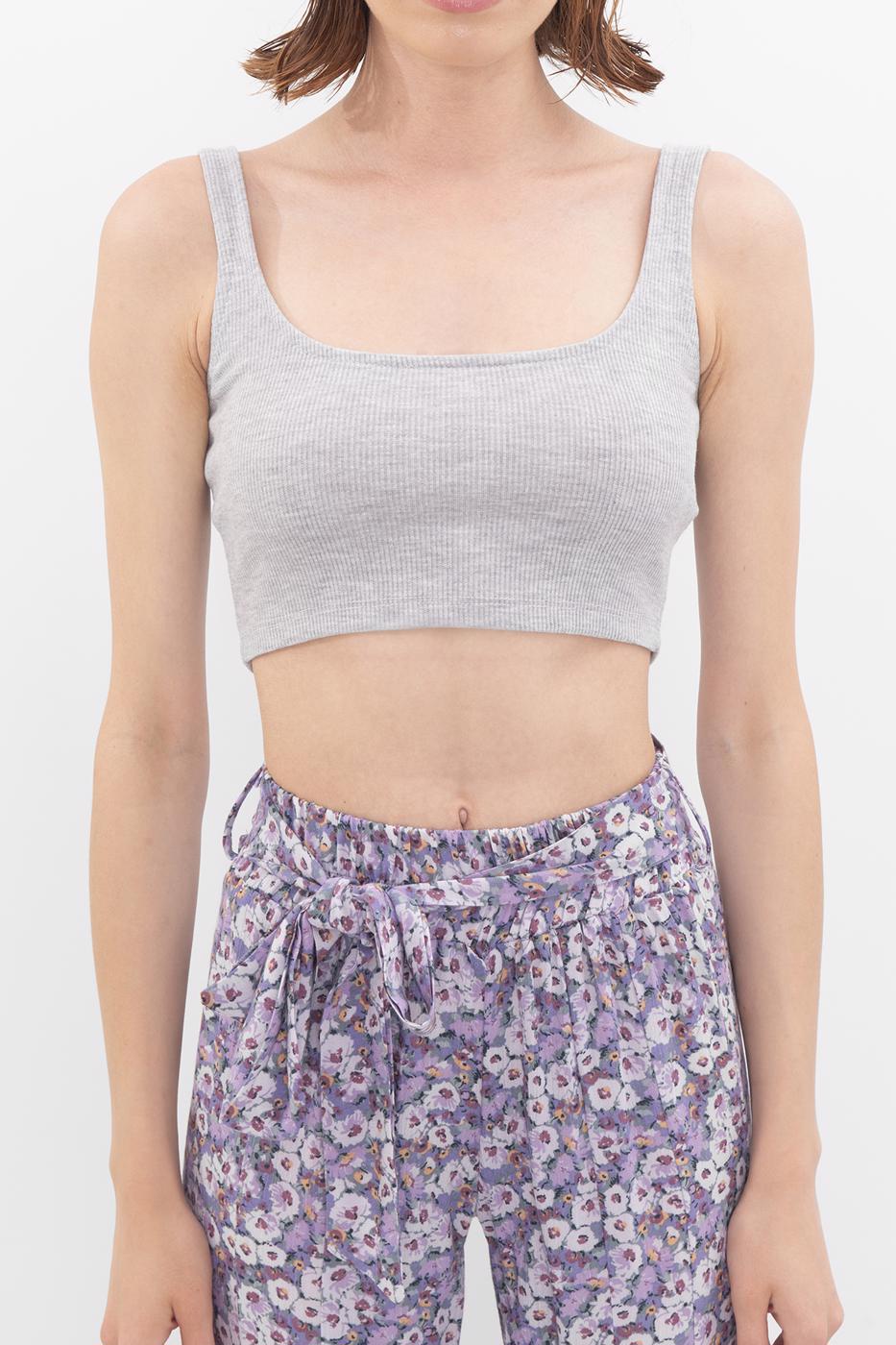 Bayan Gri Kare Yaka Detaylı Büstiyer