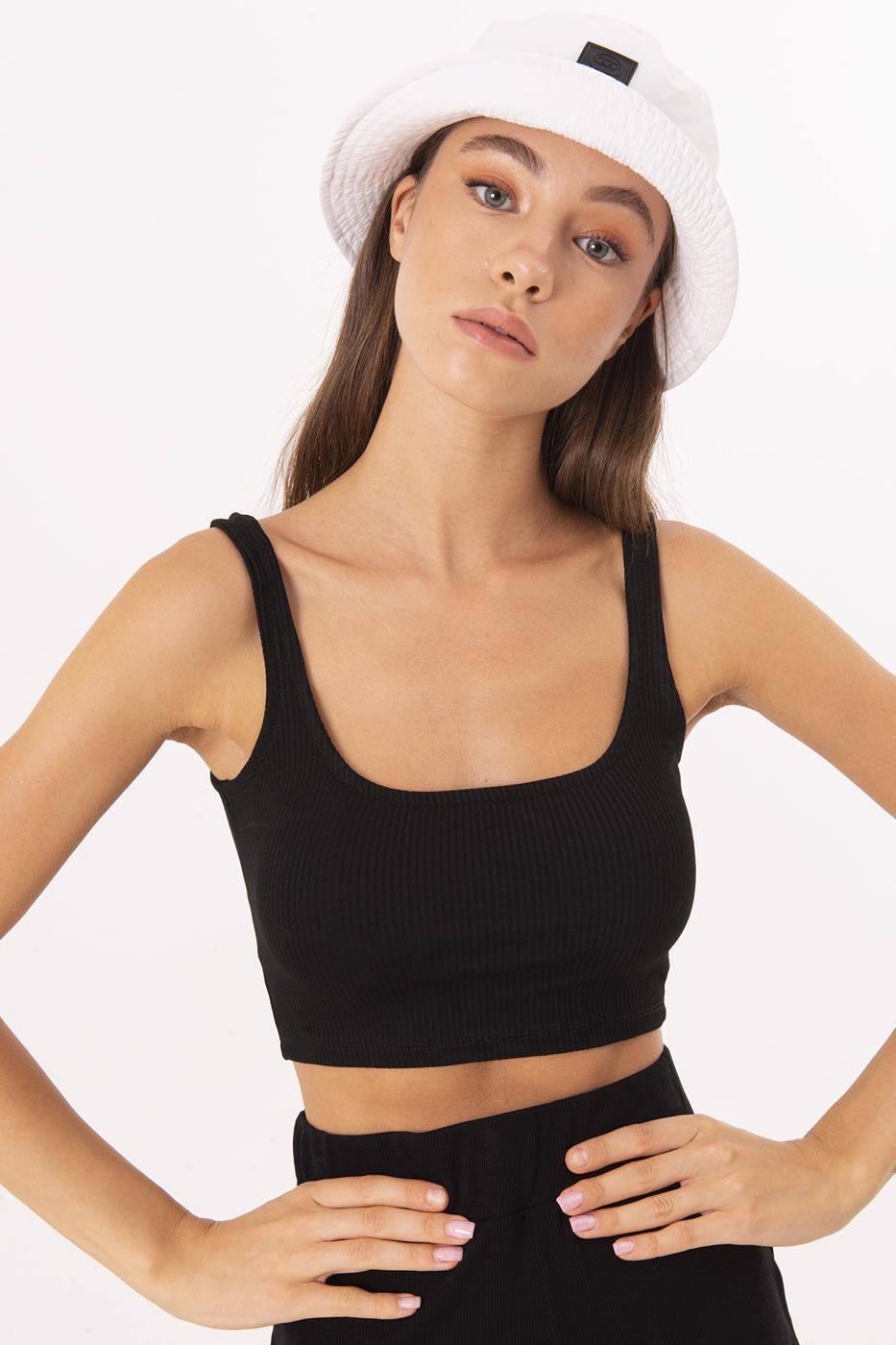 Bayan Siyah Kare Yaka Detaylı Büstiyer