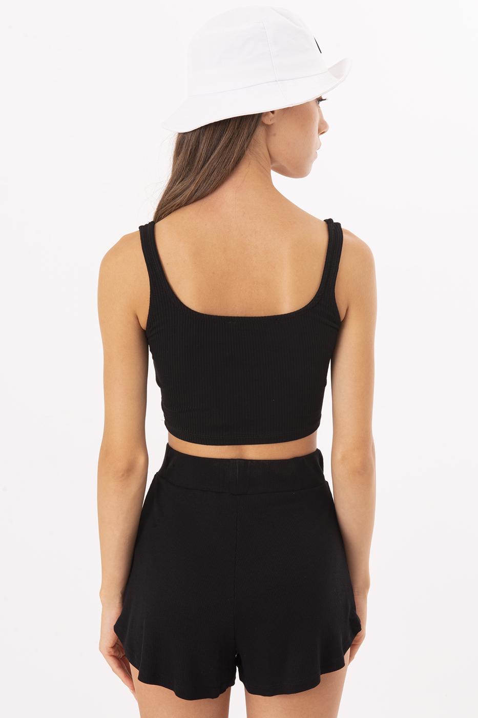 Bayan Siyah Kare Yaka Detaylı Büstiyer